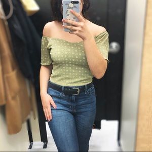 Monteau Off The Shoulder Crop Top Floral